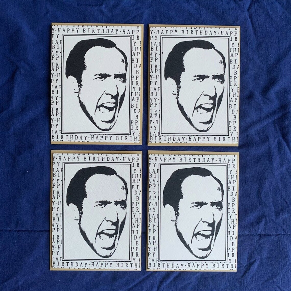 Nicolas Cage Birthday Card W/ Double Border Professionally - Etsy UK