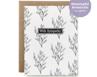 Eco-Friendly 100% Recycled Botanical Sympathy Card - B&W Tea Tree