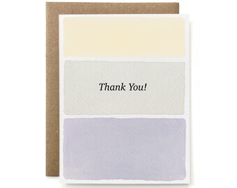 Eco-Friendly 100% Recycled Natural Dye Thank You Card - Vertical Stripes, Individual or Set of 6