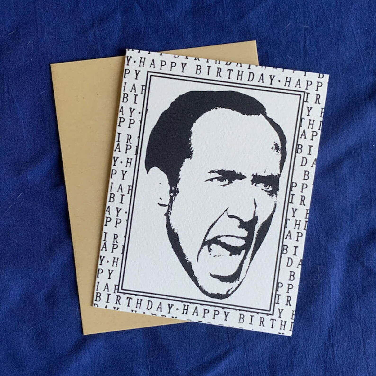 Nicolas Cage Birthday Card W/ Double Border Professionally - Etsy UK