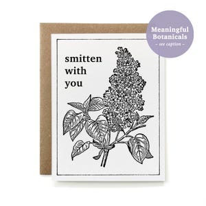Biglietto d'amore quotidiano botanico riciclato al 100% ecologico - B&W Lilac / Biglietto per fidanzata, fidanzato, partner