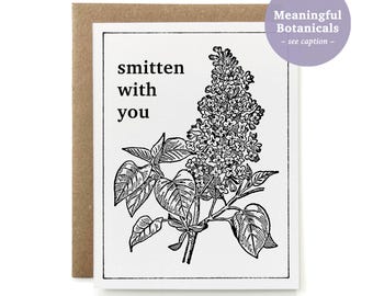 Eco-Friendly 100% Recycled Botanical Everyday Love Card - B&W Lilac | Card for Girlfriend, Boyfriend, Partner