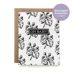Tarjeta ecológica de felicitación por el nacimiento de un bebé, hecha 100 % con materiales botánicos reciclados - B&W Fig
