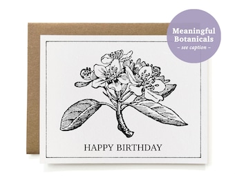 Eco-Friendly 100% Recycled Botanical Birthday Card - B&W Pear Tree, Individual or Set of 6