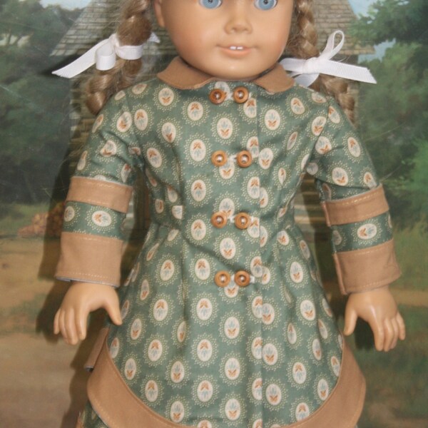 American Girl Style "Little House Carrie" Dress in Antique Green