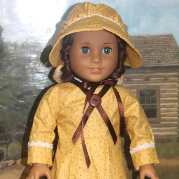 Historic 18" Doll 1800s "Mary and Laura" Dress in Golden Yellow