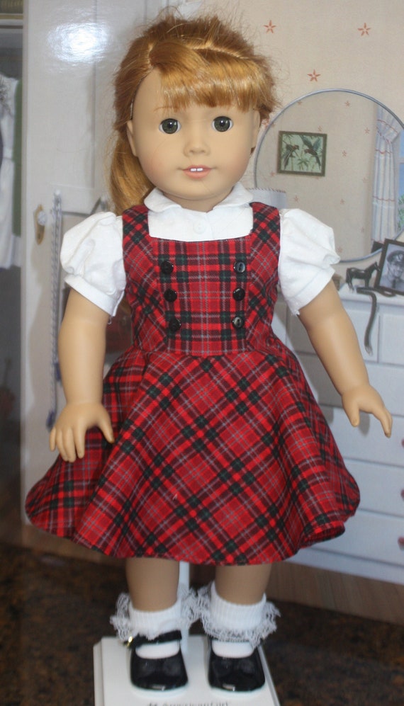 American Girl Doll Shirt And Plaid Skirt New Sweater