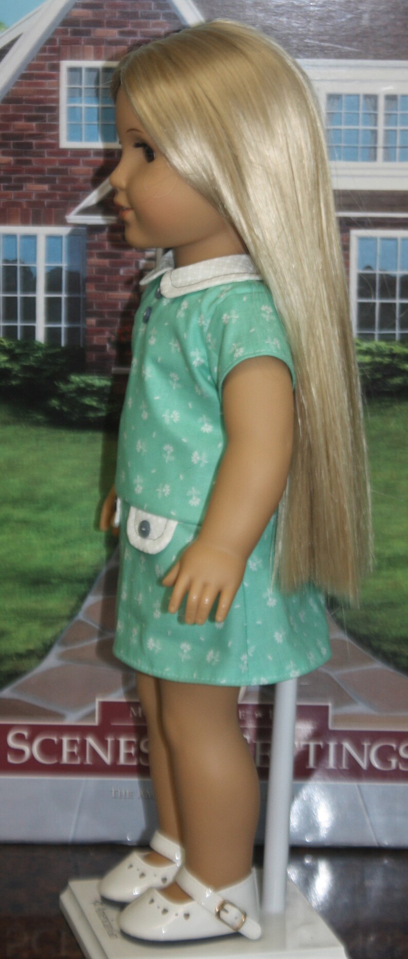 American Girl Style 1970s Pocket Flap Dress in Aqua/jade Etsy