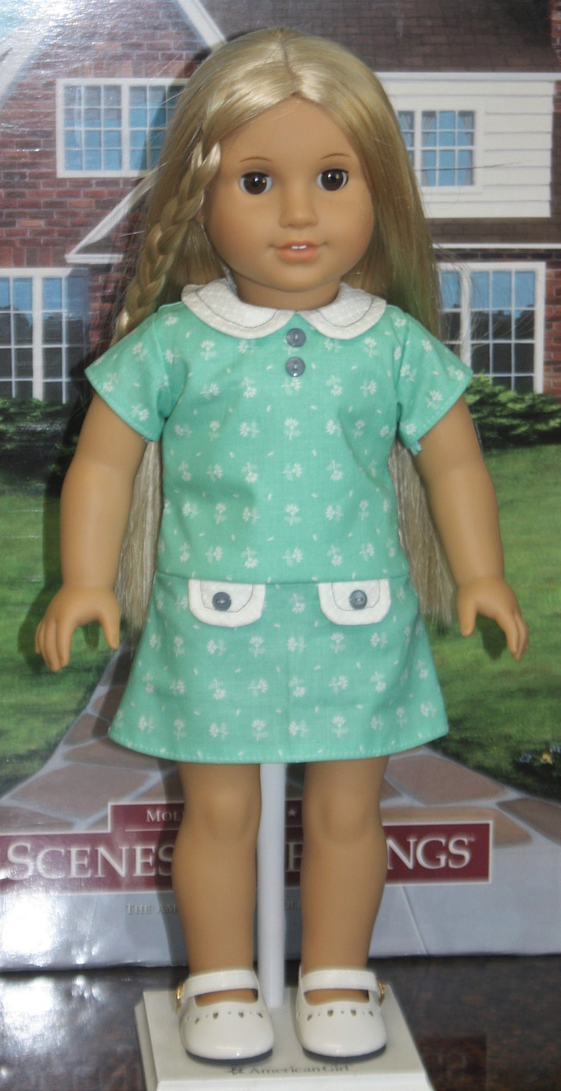 American Girl Style 1970s Pocket Flap Dress in Aqua/jade Etsy