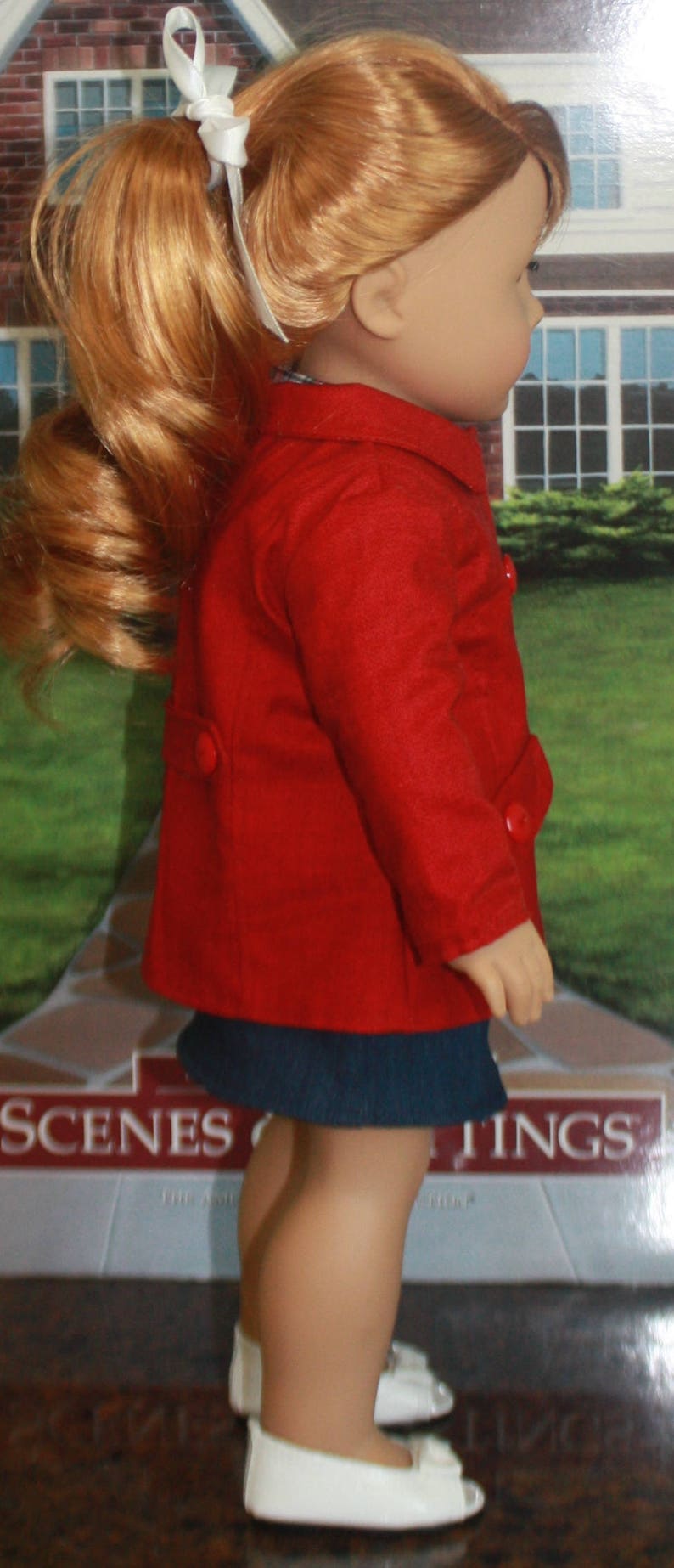 RESERVED American Girl Coat Ensemble in Red and Denim Etsy