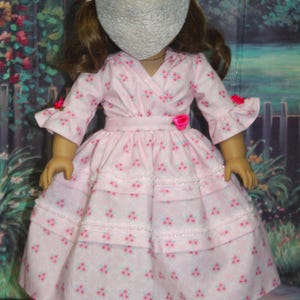 Historic 18&quot; Doll Pearls and Pink 1916 Wrap Front Dress
