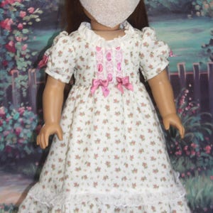 Historic 18&quot; Doll Regency Dress in Antique Pink Roses