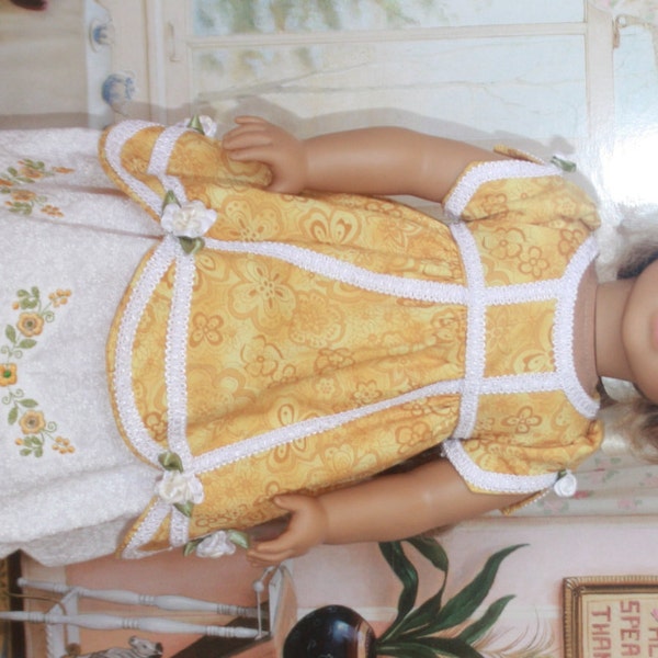 RESERVED American Girl Style Colonial Yellow Rose Dress