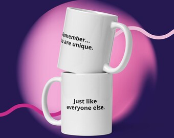 Taza blanca brillante Única