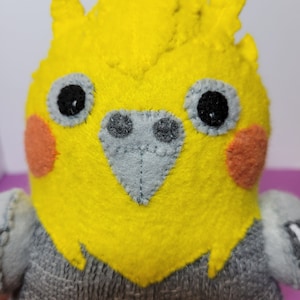 Handmade Cockatiel Plushie: Sock and Felt Bird Decor