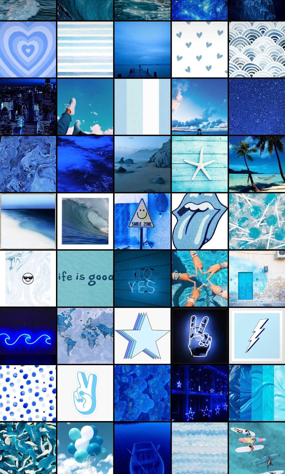 75 Piece Blue Wall Photo Collage Kit Etsy