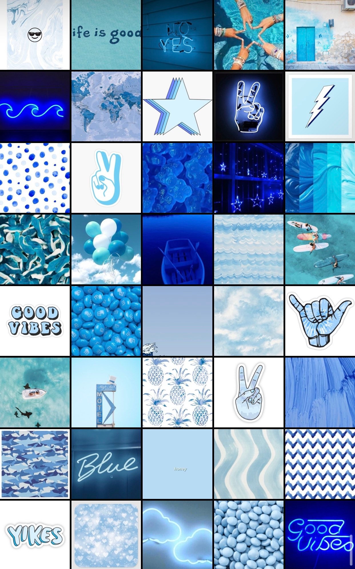 75 Piece Blue Wall Photo Collage Kit Etsy