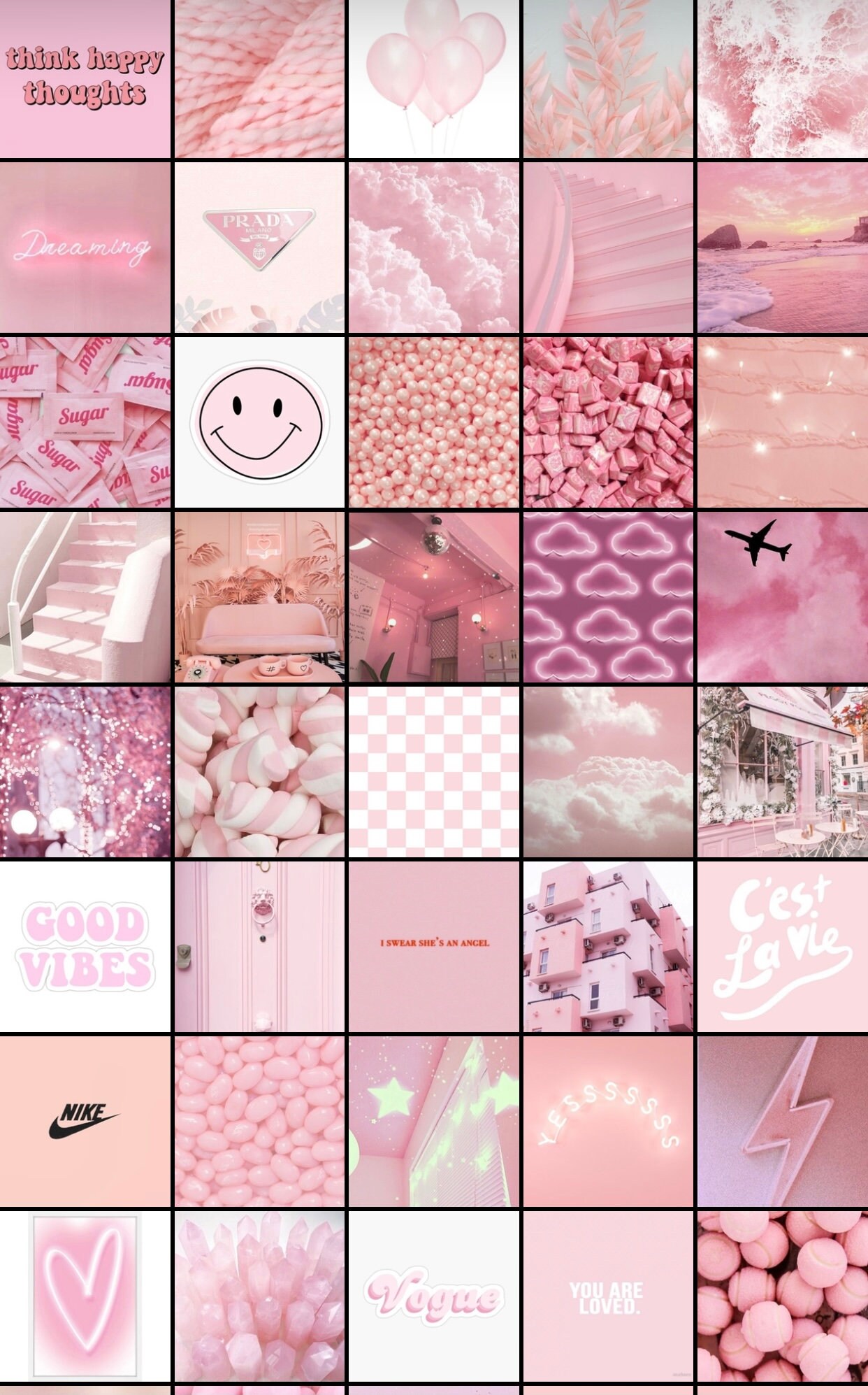 50 Piece Light Pink Wall Picture Collage Kit Etsy