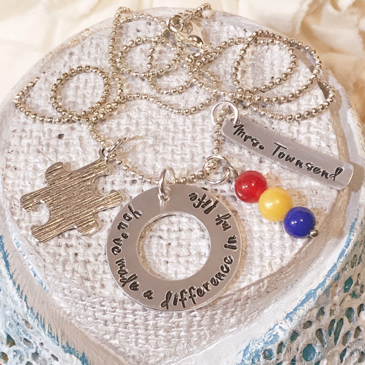 Personalized Teacher Gift Jewelry Autism Jewelry Teacher Etsy