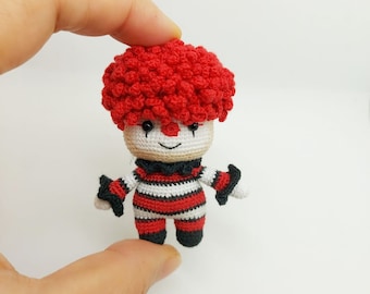 Mini cute clown crochet doll, Crochet amigurumi doll, Tiny doll, miniature doll, pocket pal.