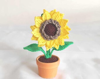 Mini  sunflower, Mother's Day gift, Crocheted sunflower plant with pot, Small  decoration, Easter,