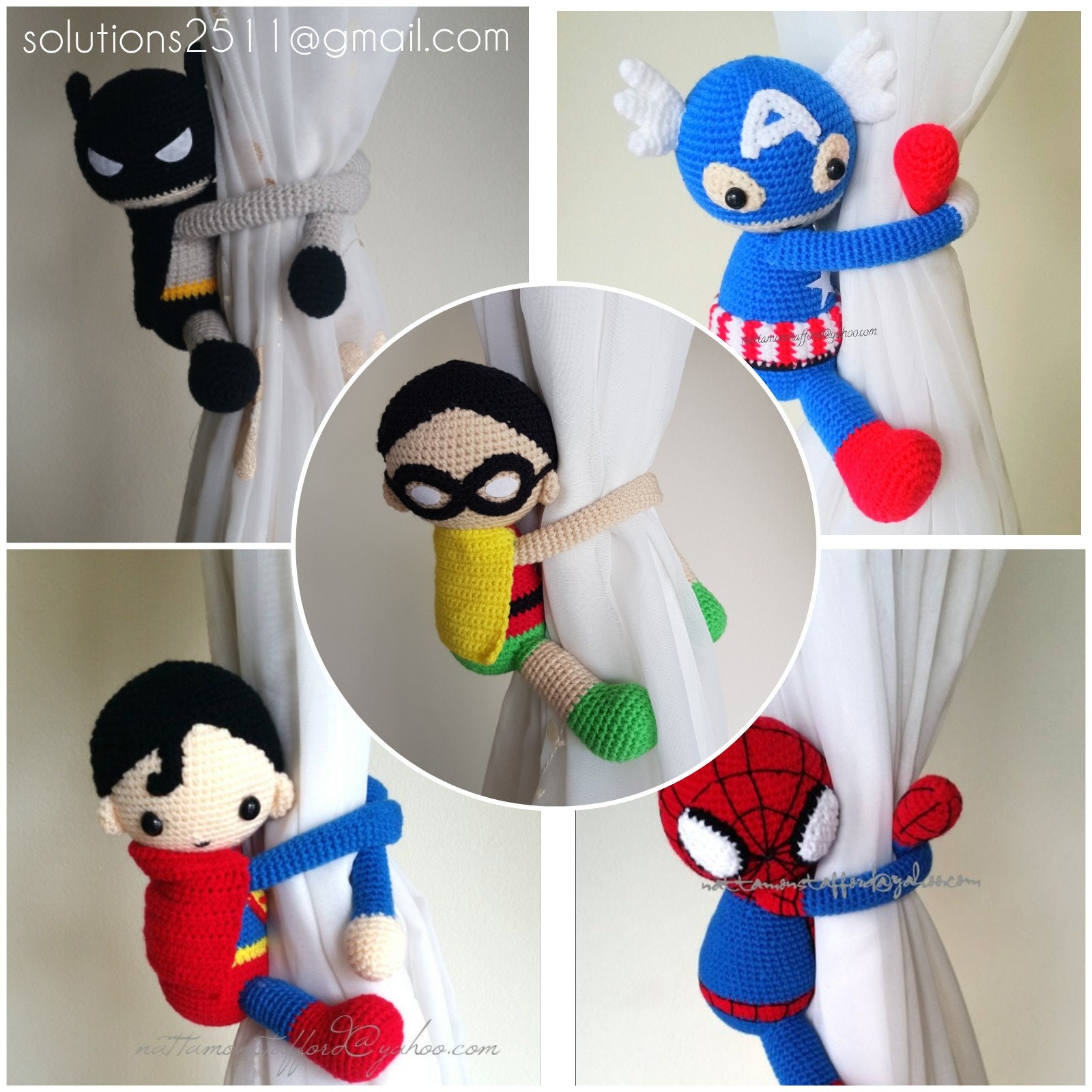 Super Heroes Häkeln Vorhang Krawatte Zurück Helden