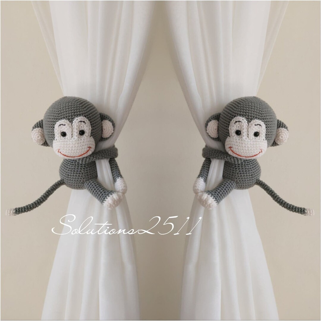 Monkey Curtain Tie Backs Crochet Monkey Curtain Tie Backs Etsy