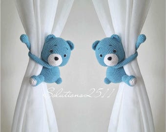 Crochet Bear Curtain Tie Backs: Nursery Decor