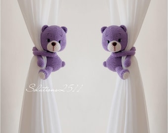 Crochet Bear Curtain Tie Backs: Nursery Decor