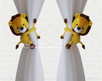 Crochet Lion Curtain Tiebacks: Handmade Nursery Decor