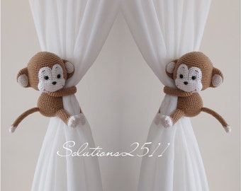 Crochet Monkey Curtain Tiebacks: Nursery Decor