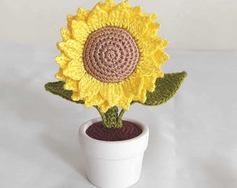 Mini  sunflower, Mother's Day gift, Crocheted sunflower plant with pot, Small  decoration, Easter,