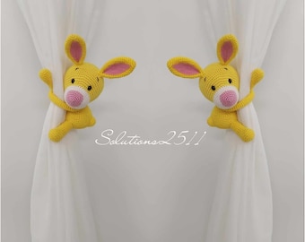 Crochet Bunny Curtain Tie Backs: Nursery Decor