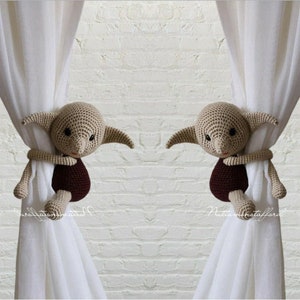 Baby Elfboy Curtain Tie Backs, Crochet Curtain Tie Backs, Room kid, Baby shower. Made to order Dark Brown