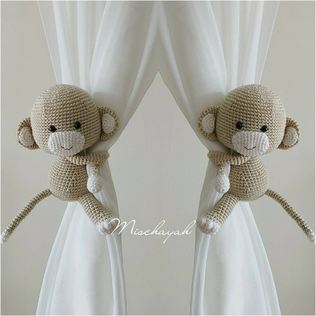 Monkey Curtain Tie Backs Crochet Monkey Curtain Tie Backs Etsy