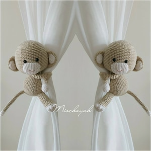 Crochet Monkey Curtain Tie Backs: Nursery Decor