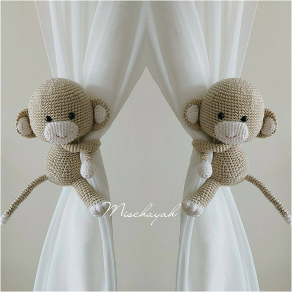 Crochet Monkey Curtain Tie Backs: Nursery Decor