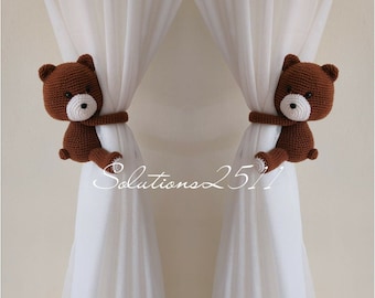 Crochet Bear Curtain Tie Backs: Nursery Decor