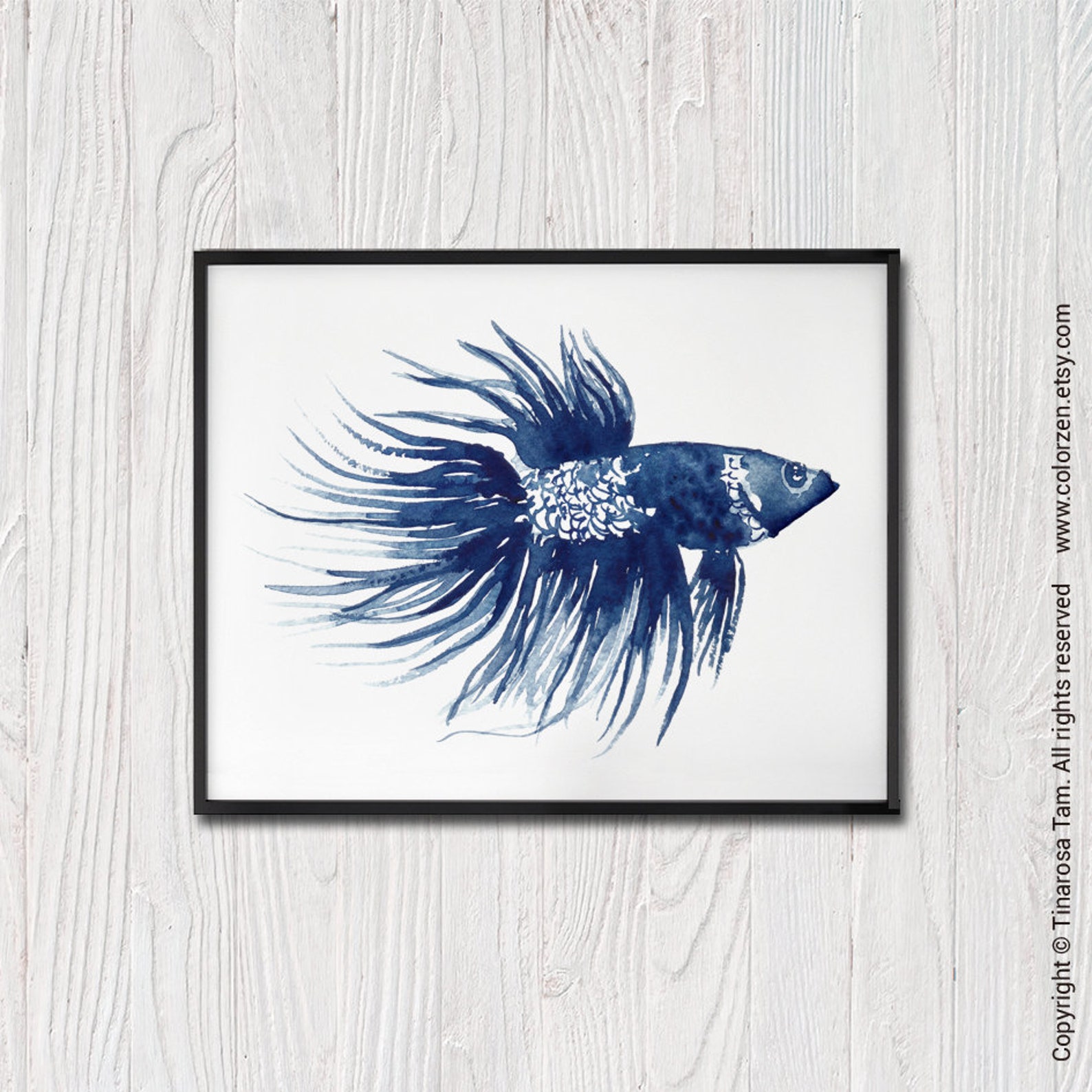 Ocean Animal Wall Art Navy Blue Hamptons Decor Sea Life Etsy