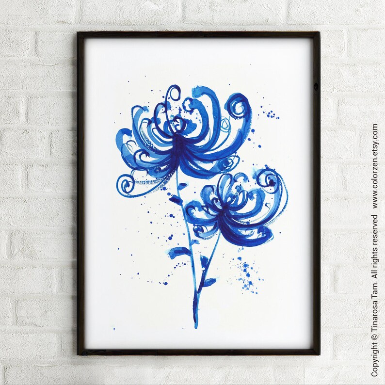 Blue and White Wall Decor Asian Wall Art Japandi Wall Art Etsy