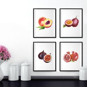 Fruit Watercolor Painting Colorful Kitchen Print Set of 6 - Etsy