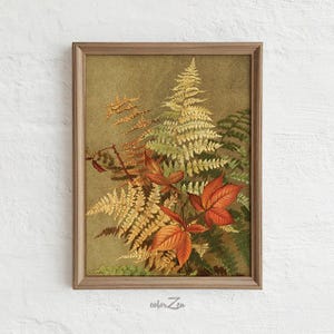 Vintage Fern Printable Wall Art, Botanical Wall Decor, Autumn Colors, Fall Leaves, Nature Lover Gift, Home Decor, Digital Download C55