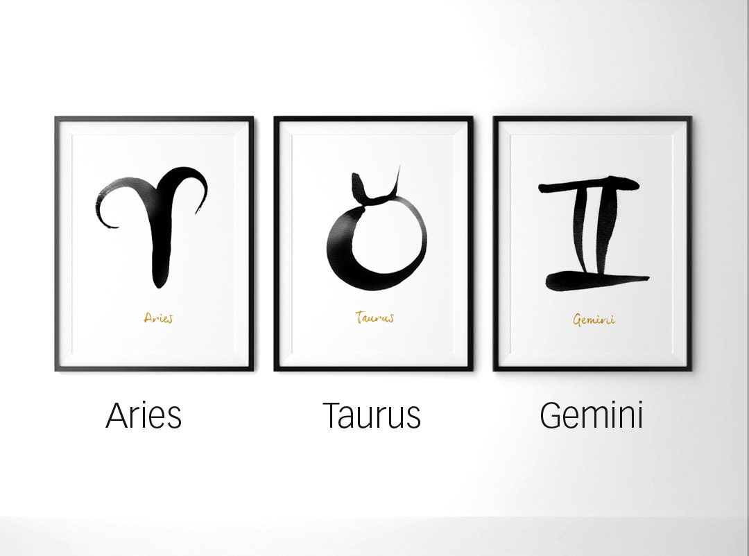 Zodiac Sign Print Set of 3 Prints Astrology Print Gemini Etsy