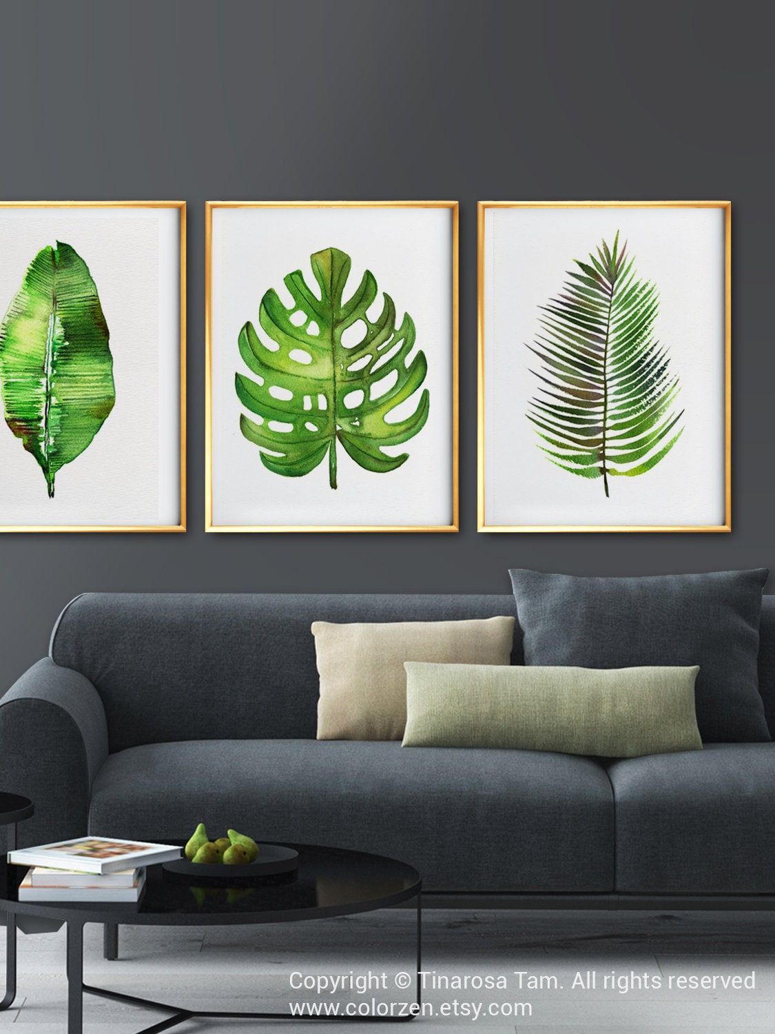 Home Décor Wall Hangings Home & Living Set of 2 Abstract Banana Leaf