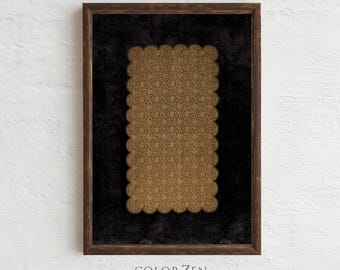 Vintage Tapestry Art, Brown Geometric Floral Digital Download, Rustic Fabric Textile Printable (Digital Download) C152