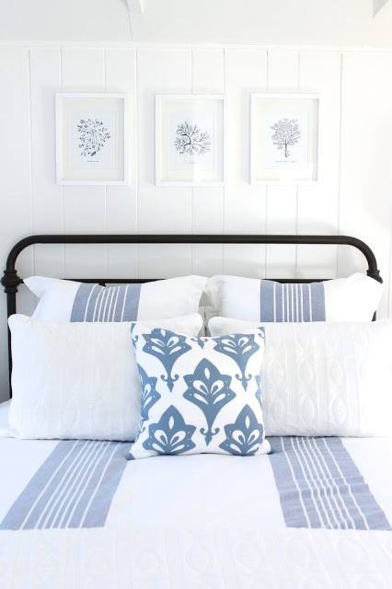 Coastal Prints Hamptons wall art Navy Blue Seaweed Print Set Etsy