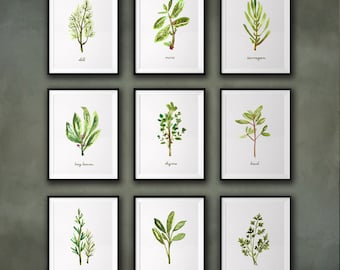Herb Prints Kitchen Art Prints Botanical Wall Art Kitchen Decor Farmhouse Decor Botanical Print Set of 9 Farmhouse Sign Living room wall art