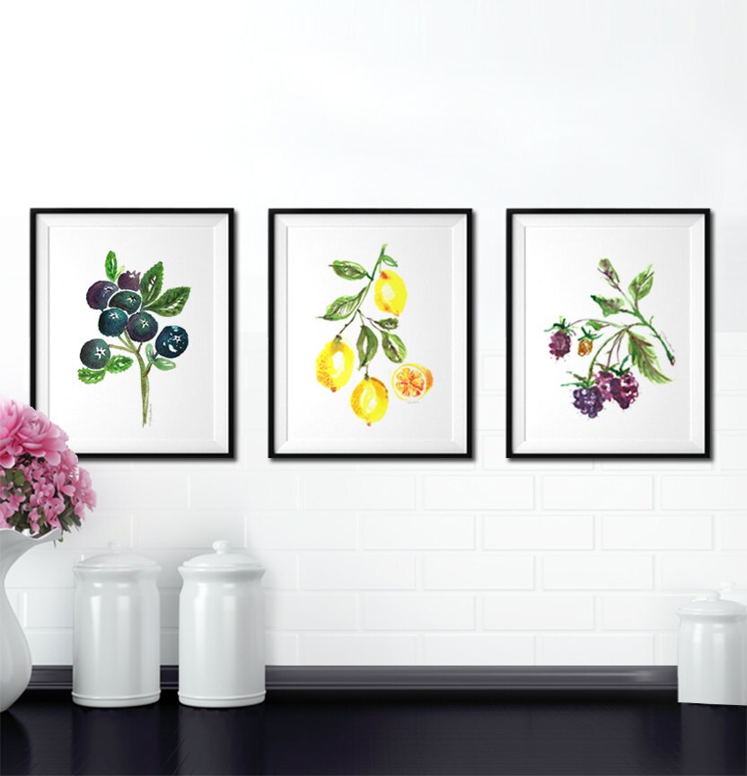 Fruit Watercolor Painting Kitchen Art Print Kitchen Decor Art