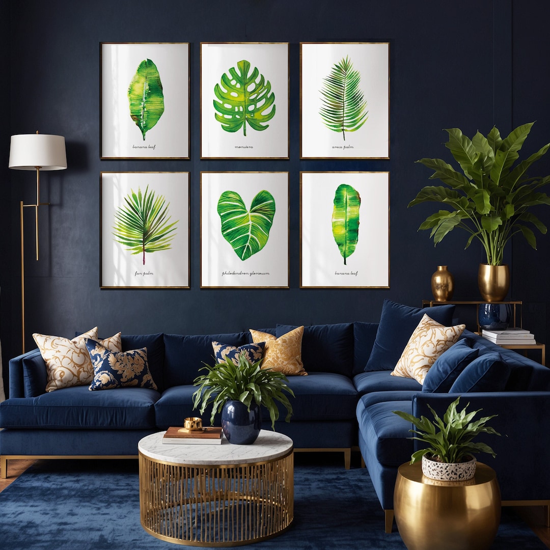 Large Botanical Print Set, Greenery Plant Wall Art Set of 6, Tropical ...