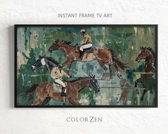 Abstrakt Reiter Samsung Rahmen TV Kunst, Pferderennen Grafik, Jockey Gemälde, Sofort Download TV102